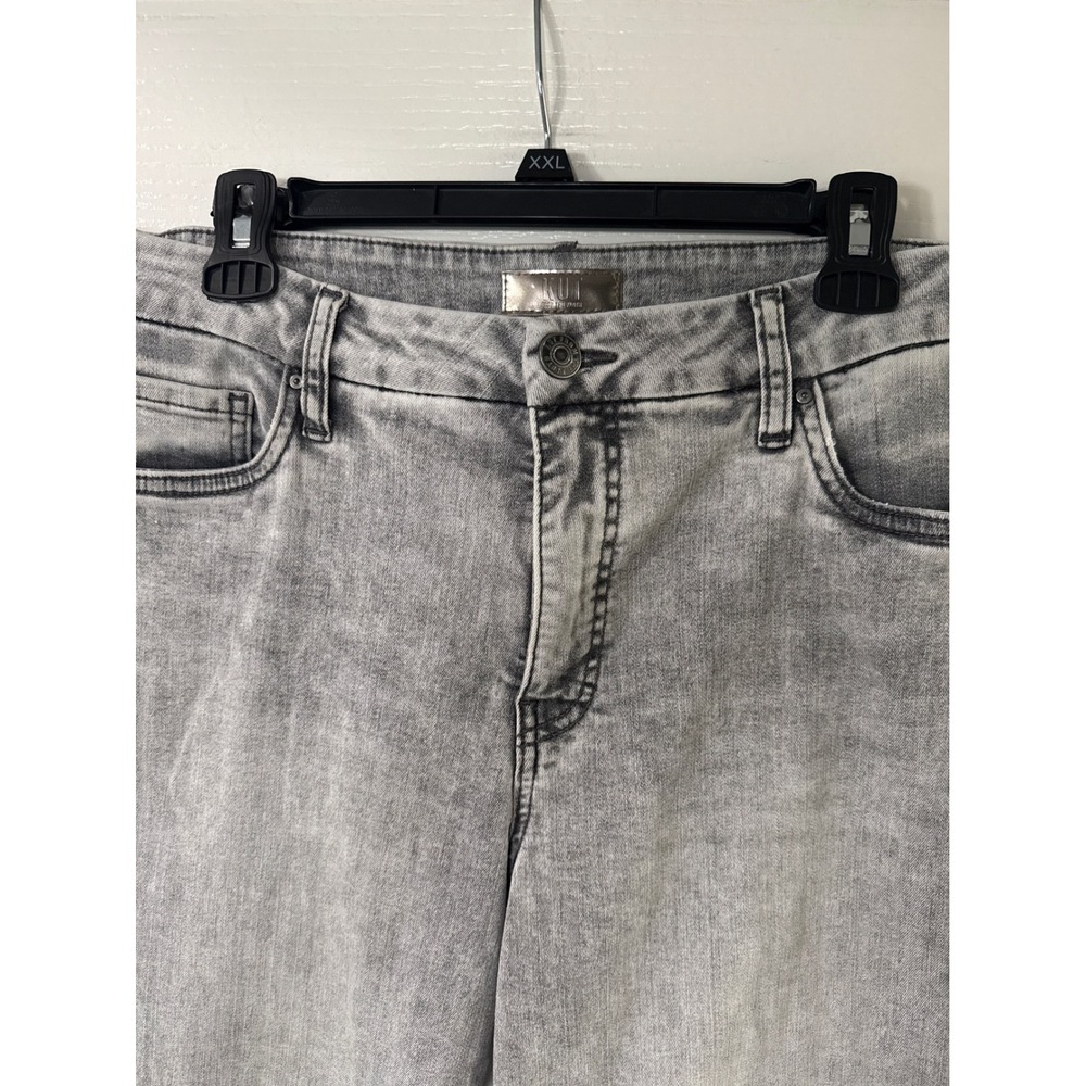 Kut from the Kloth Meg Fab Ab Wide Leg High Rise Grey Acid Wash Jeans Size 12 - Picture 2 of 5